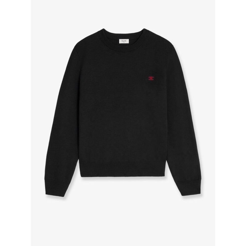 Celine Men Wool Sweater With Logo Embroidery